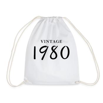 Jahrgang 1980er Jahre - Geschenkidee zum Geburtstag - Turnbeutel - Weiß - Vorne