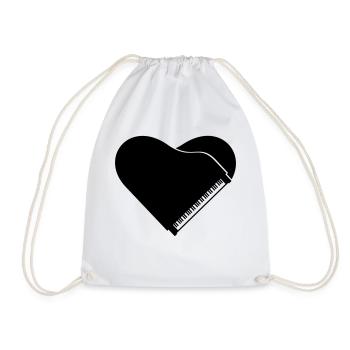 I Love Klavier Piano Herz Musik Instrument Liebe - Turnbeutel - Weiß - Vorne