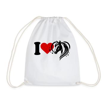 I love horses - Drawstring Bag - white - Front