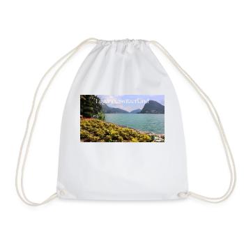 Lugano, Switzerland - Drawstring Bag - white - Front
