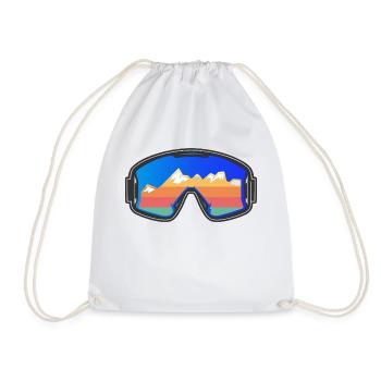 Ski Goggles Skier Vintage Design Dark - Drawstring Bag - white - Front