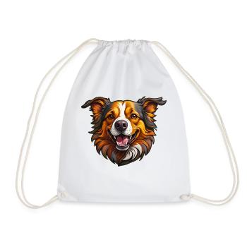 Happy dog - Drawstring Bag - white - Front