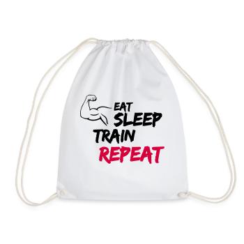 Eat Sleep Train Repeat - Drawstring Bag - white - Front