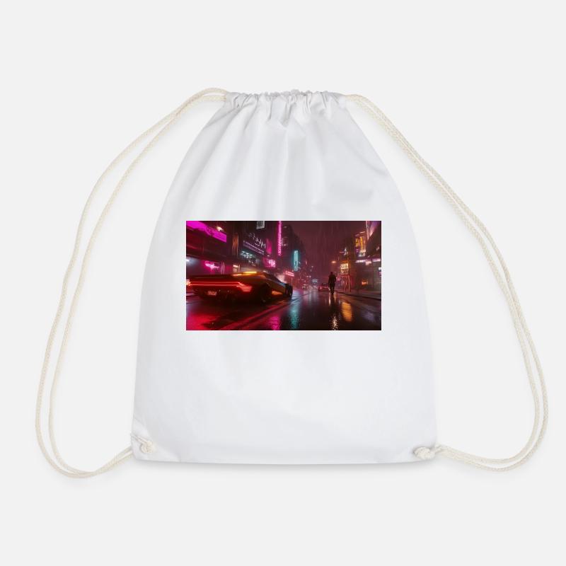 Cyberpunk City1 - Drawstring Bag - white