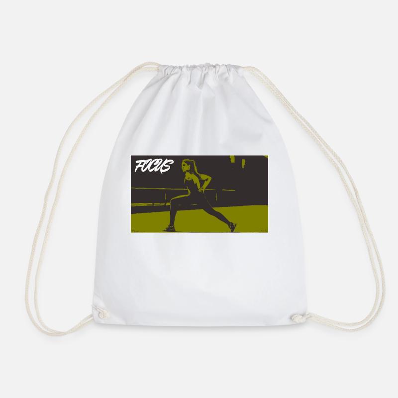 FOCUS_oliv - Drawstring Bag - white