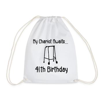 41th Birthday Party Funny 41 Years Old Birthday - Drawstring Bag - white - Front
