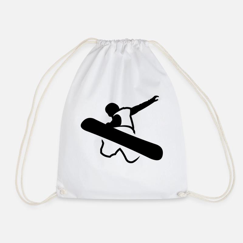 snowboarder_newstyle_v2 - Drawstring Bag - white