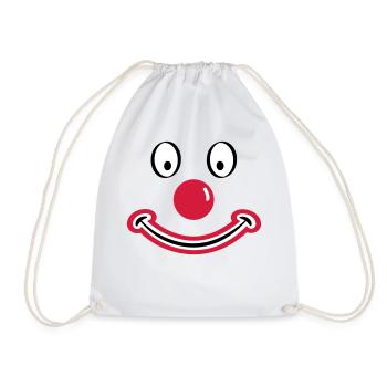 Clownsgesicht mit roter Nase. Clownsgesicht - Turnbeutel - Weiß - Vorne