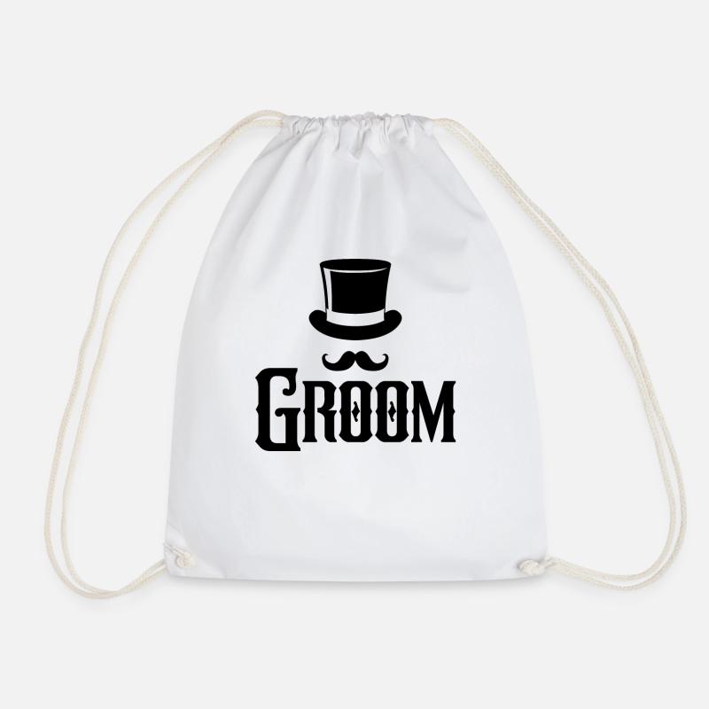 Groom Cool Top Hat & Schnurrbart Herren Junggesellenabschied - Turnbeutel - Weiß