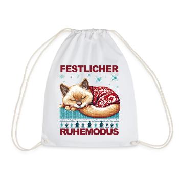 Ugly Christmas schlafende Katze - Turnbeutel - Weiß - Vorne