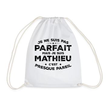Mathieu A first name, an attitude Humour Mathieu - Drawstring Bag - white - Front