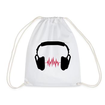 headphones - Drawstring Bag - white - Front