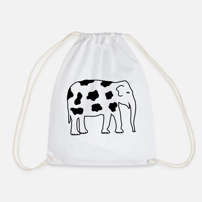 elephant - Drawstring Bag - white