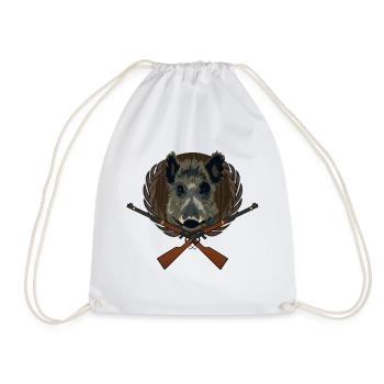 Jagdtrophäe Jäger Keiler Geschenkidee - Turnbeutel - Weiß - Vorne