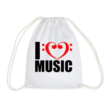 I love music - Drawstring Bag - white - Front