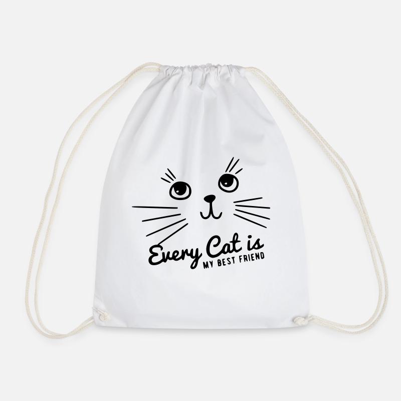 Every Cat is my best Friend - Drawstring Bag - white