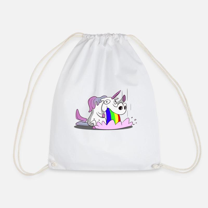 Unicorn, Einhorn brechend Regenbogen - Turnbeutel - Weiß