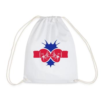boxing glove impact 1 - Drawstring Bag - white - Front