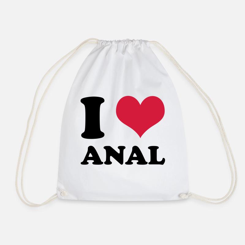 I love anal - Drawstring Bag - white