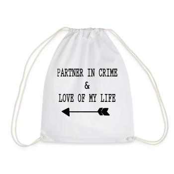 PARTNER IN CRIME LOVE OF MY LIFE- ARROW LEFT - Turnbeutel - Weiß - Vorne