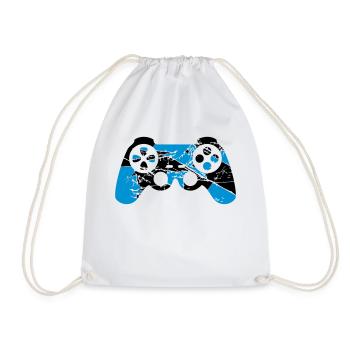 cracks old scratches cool blue design controllers - Drawstring Bag - white - Front