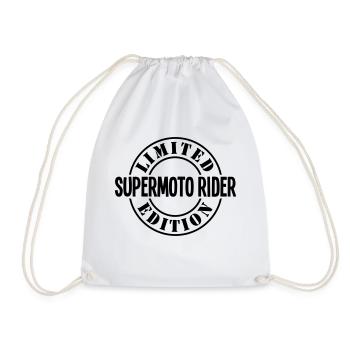 supermoto rider limited edition stamp co - Drawstring Bag - white - Front