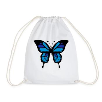 Blue butterfly - Drawstring Bag - white - Front