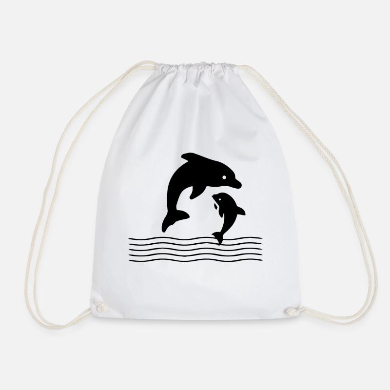 Dolphin dolphin - Drawstring Bag - white
