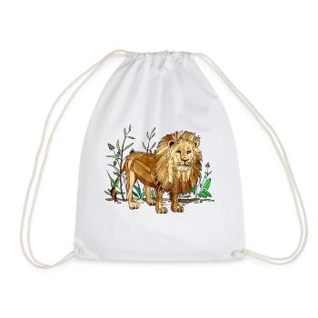 Lion - Drawstring Bag - white - Front