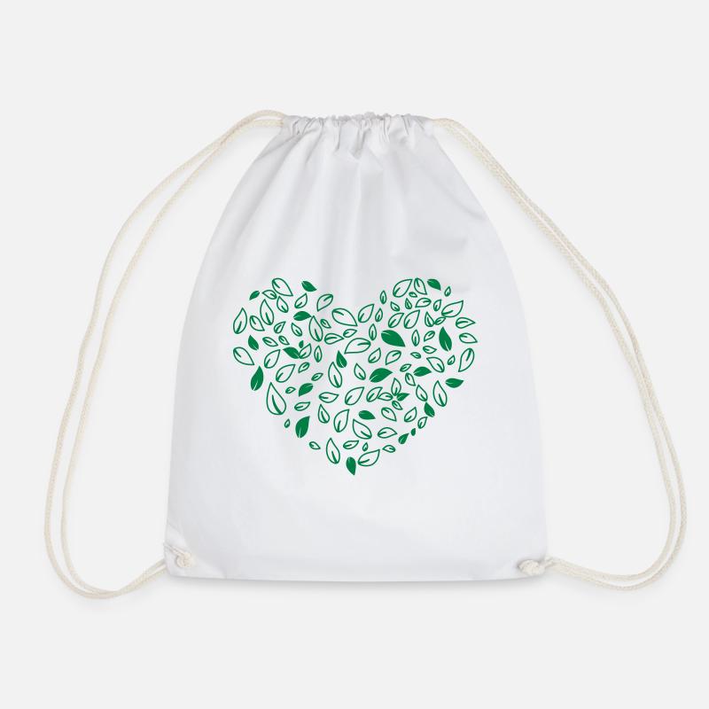 Heart leaf - Drawstring Bag - white
