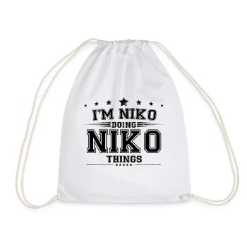 i’m Niko doing Niko things - Drawstring Bag - white - Front