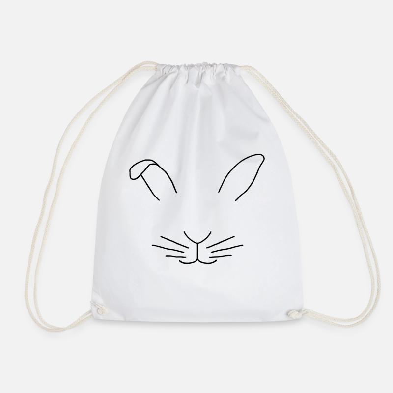 Rabbit Minimalism - Drawstring Bag - white