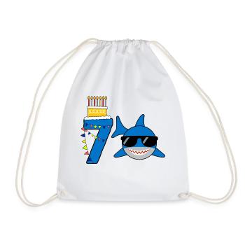 7 Cadeau d’anniversaire Requin drôle 7 ans - Sac de sport léger - blanc - Devant