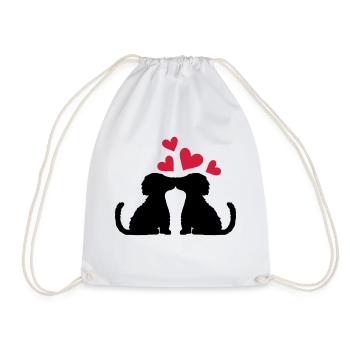 Couple kissing dogs in love - Drawstring Bag - white - Front