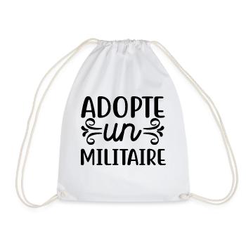 Adopte un militaire - idée cadeau humour militaire - Sac de sport léger - blanc - Devant