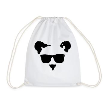 Bear face with sunglasses - Drawstring Bag - white - Front