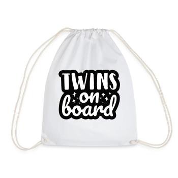 Twins on board Sticker for Baby and Babies - Turnbeutel - Weiß - Vorne