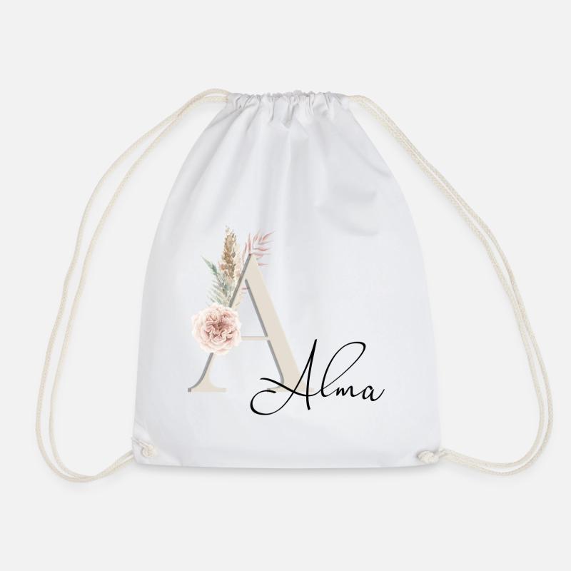 Alma! Name Boho - Drawstring Bag - white