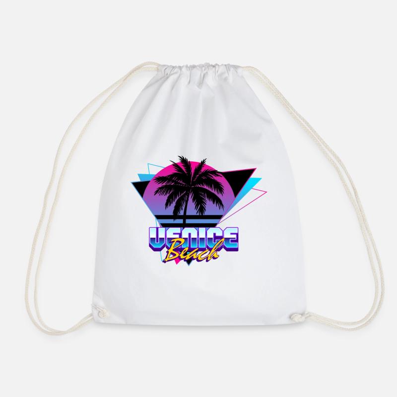 Synthwave 1 Venice Beach 80s 90s Retro - Drawstring Bag - white
