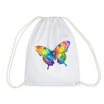 Butterfly rainbow colors - Drawstring Bag - white - Front