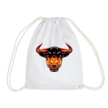 bull head cow black white cute red funny rancher bull - Drawstring Bag - white - Front