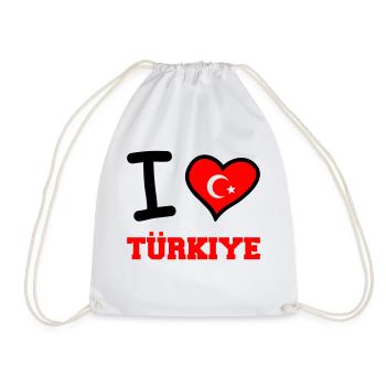 I love Türkiye - Drawstring Bag - white - Front