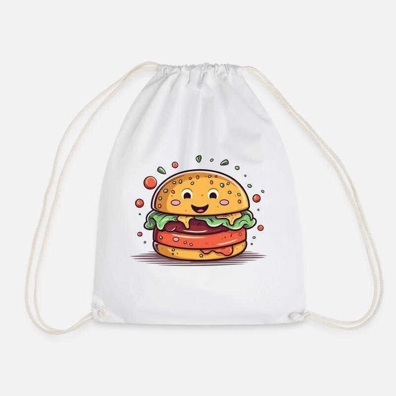 A burger in the face - Drawstring Bag - white