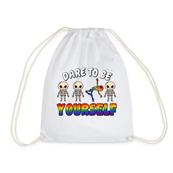 Dare to be yourself gay pride Regenbogen Farben - Turnbeutel - Weiß - Vorne