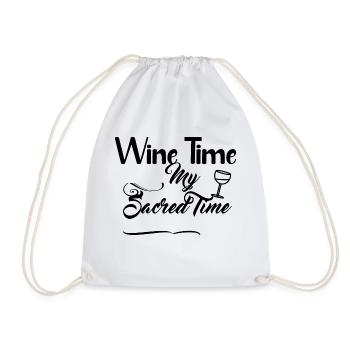 Wine Time Design for Gifts - Drawstring Bag - white - Front