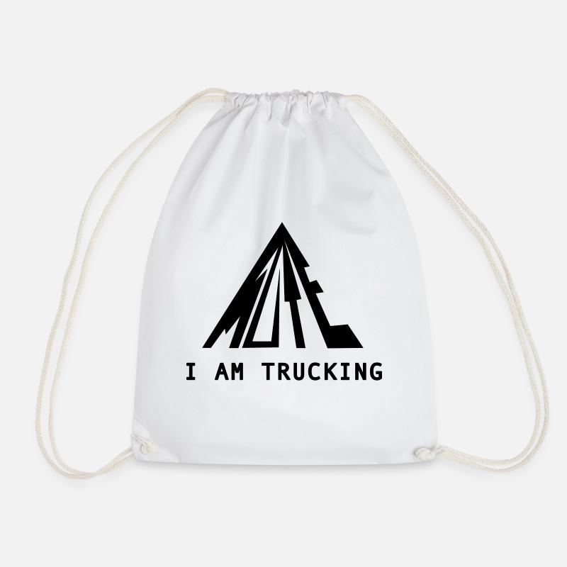 MUTE I am TRUCKING black design - Drawstring Bag - white