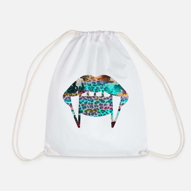 Groovy Vampirelips Léopard turquoise - Sac de sport léger - blanc