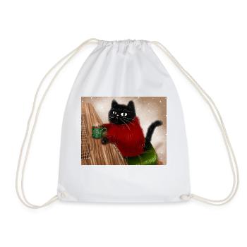 Cat in sweater - Drawstring Bag - white - Front