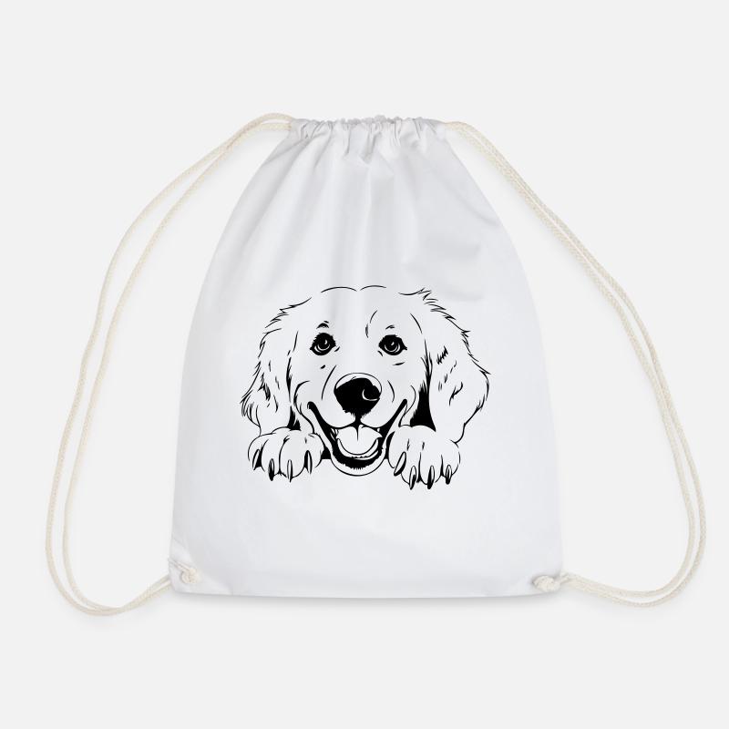 Golden Retriever - Drawstring Bag - white