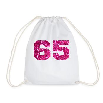 Numéro 65 paillettes rose - 65e anniversaire - Sac de sport léger - blanc - Devant